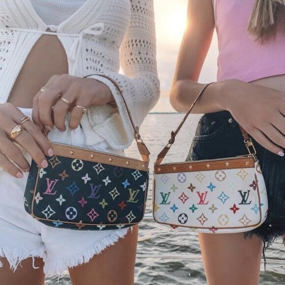 Louis Vuitton Monogram Multicolor Murakami Pochette Pouch Bag Accessories Black - Picture 2 of 10